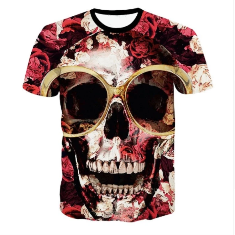 

Fashion Hot Sale Short Sleeve Skull 3D Printed Round Neck T-shirt