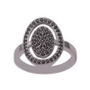 925 sterling silver Unisex Black Spinal Gemstone Concentric Oval Ring Braided Rug Double Oval Ring