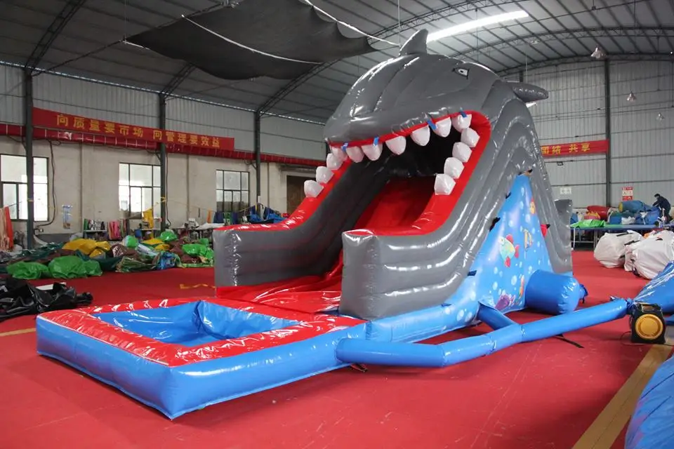 giant inflatable shark water slide