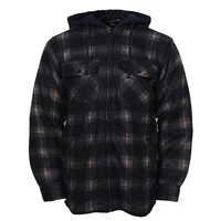 

Nice stock men clothing plaid polyester winter warm polar fleece jacket with hood