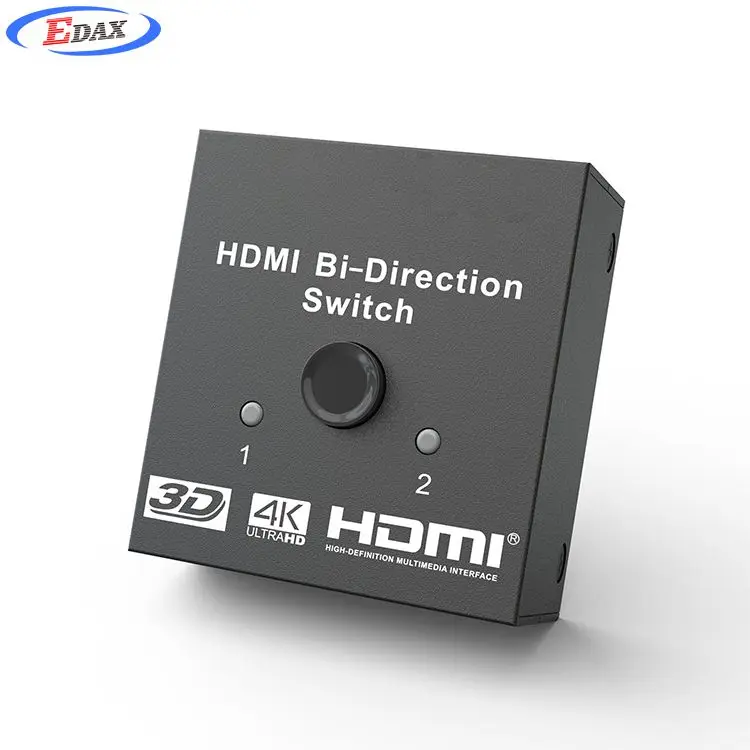 

2 Ports Bi-Directional Switch 2x1 1x2 HDMI Hub Supports 4K@60HZ Ultra HD, 1080P, 3D and HDCP KVM, Black
