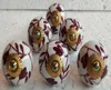 High quality hand painted blood red and white round shape brass fitting fancy ceramic door knob