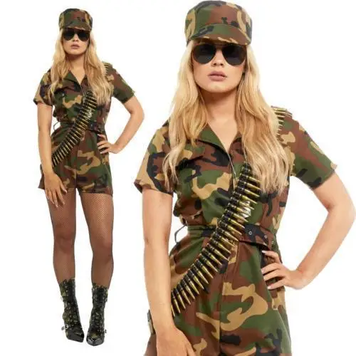 MENS ARMY FANCY DRESS OUTFIT CAMO SOLDIER COSTUME ADULTS MILITARY UNIFORM