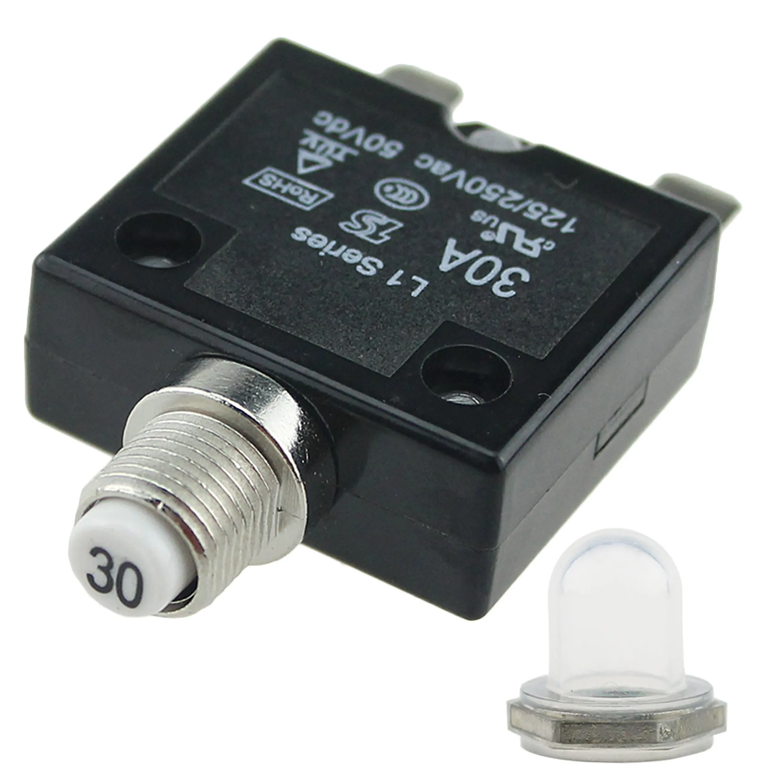 IZTOSS 5Amp Circuit Breakers with manual reset Waterproof Button black Cover DC50V AC125250V