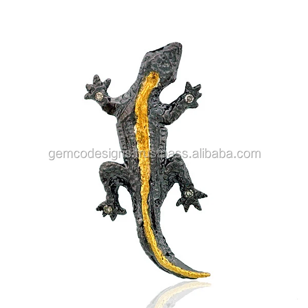 14kt Gold Diamond Lizard Design Pendants Wholesale Jewelry Supplies