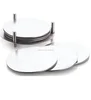 Ski Group Of Round Stainless Steel Pure Silver Metal Coaster