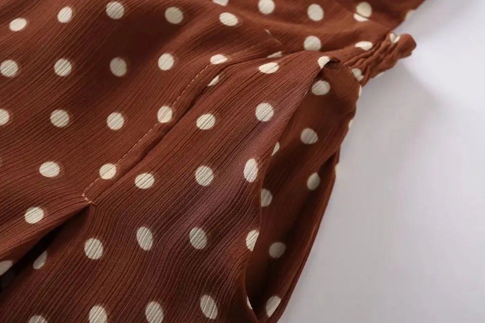 Wholesale clothing Cami Brown Fashion Jumpsuit Women with Polka Dot Pattern Print