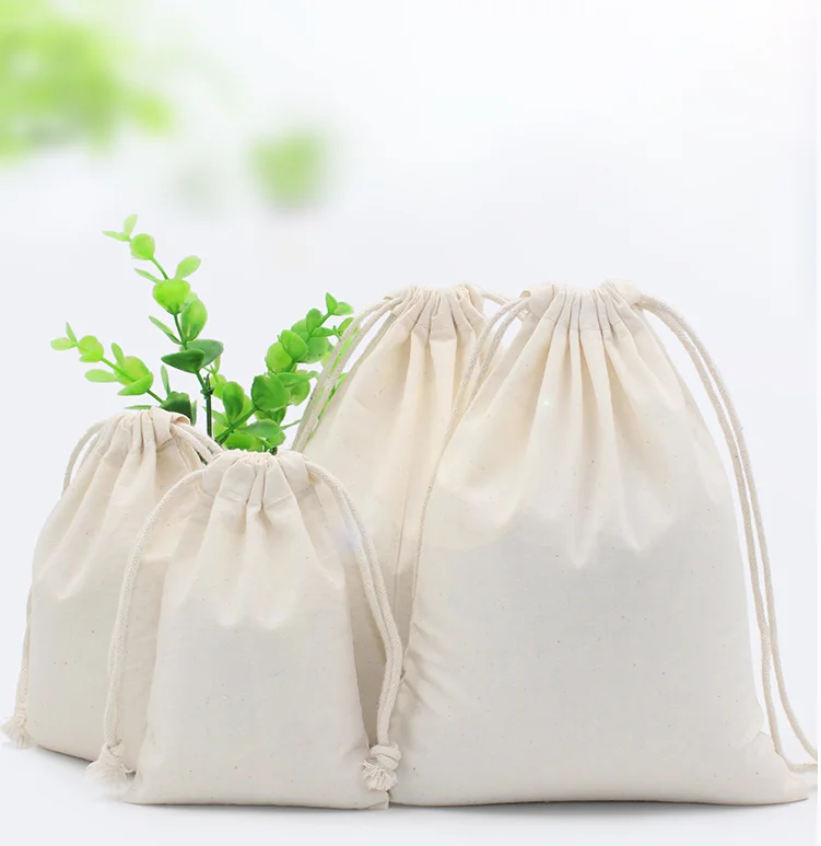Customized Packing Cotton Linen Drawstring Bag For Colorful Cotton