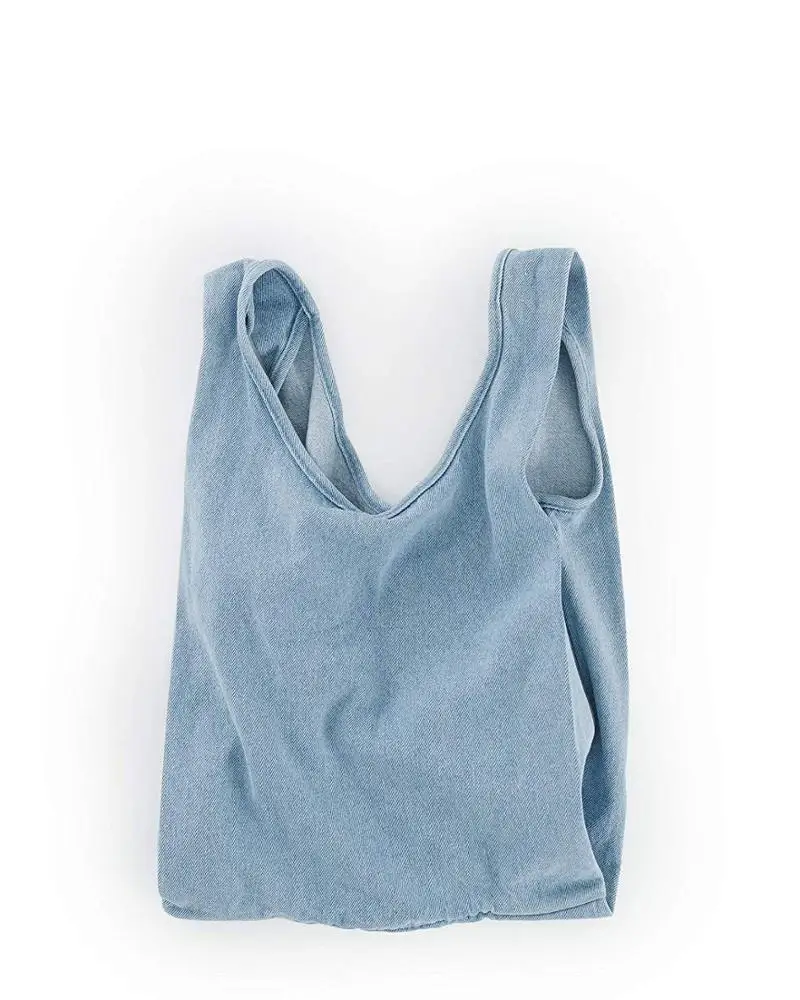 

Reusable Shopping Bag Eco-Friendly Foldable Grocery Tote Bag Heavy Duty Washed Denim Twill Women Handbag Lucnch Bag