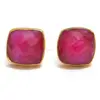 Cushion Faceted Ruby Gold Vermeil Stud Earring