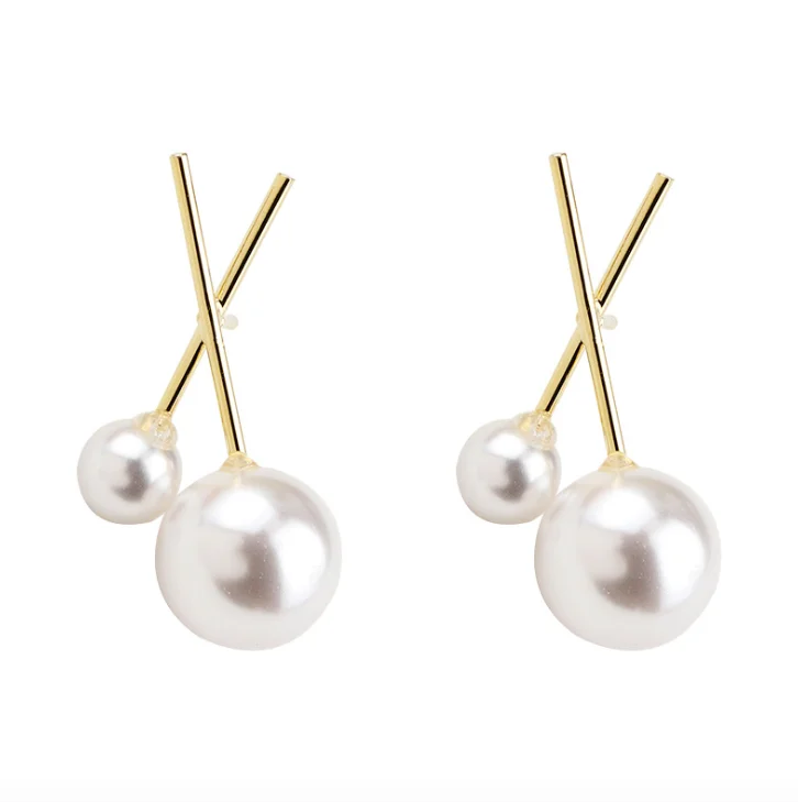 

Jialin jewelry wholesale fashion silver 925 pearl hoop women jewelry stud earrings