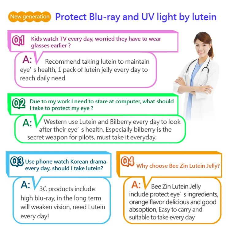 Gras Pigment Fat Free sweet soft candy Lutein Jelly For eye protection