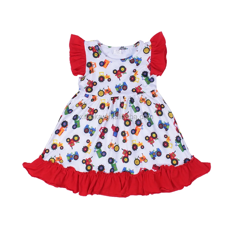 

Summer Fashion Design Girls Dress Short Sleeve Cars Pattern Baby Girls Dress Lovely Boutiques Dress, Picture