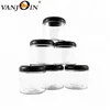 Round Pot Jars Plastic Cosmetic Containers Set with Black Lid for Liquid Creams Sample