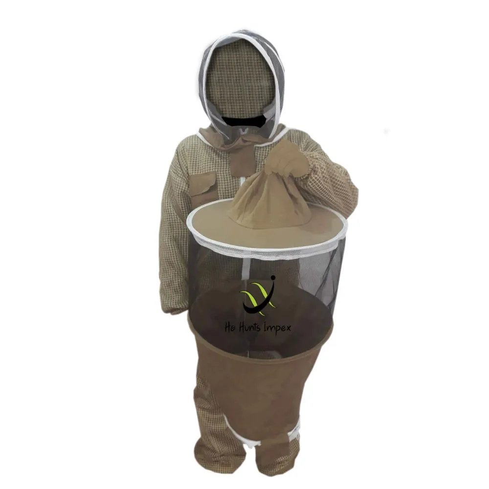 3-layer Mesh Beekeeping Safety Gloves With Golden Cowhide Palm Durable ...
