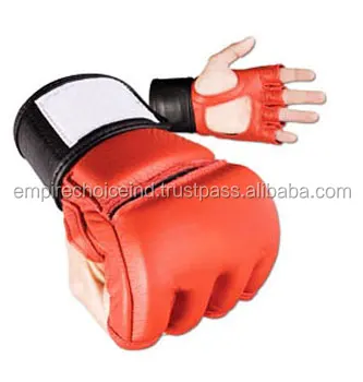 Gants de boxe MUAY rouges en cuir - velcro -la paire