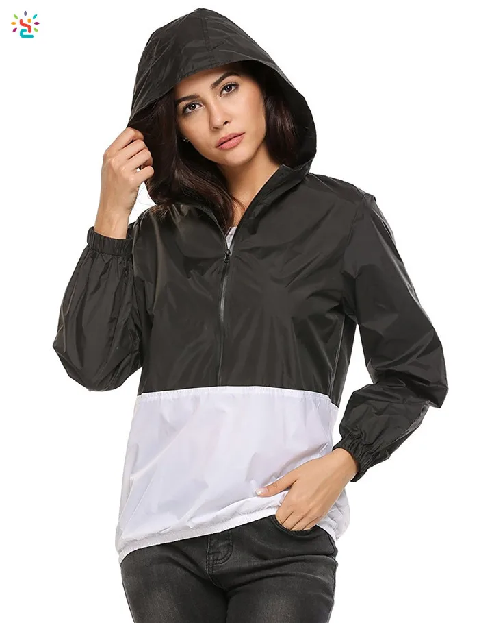 Custom Pullover Windbreaker Waterproof Hooded Jacket Semi Zipper Raincoat Breathable Outdoor