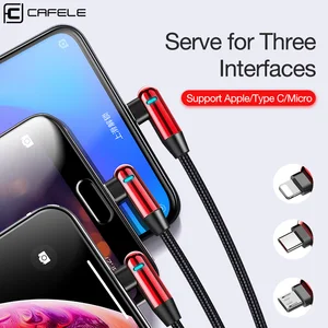 3 1 LED Right Angle Charging Cable iPhone USB C & Micro USB