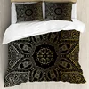 Indian Handmade Gold Mandala Queen Size Duvet Cover Set Large Asian Flower Spiritual Harmony Theme Arabian Artistic Elements, De