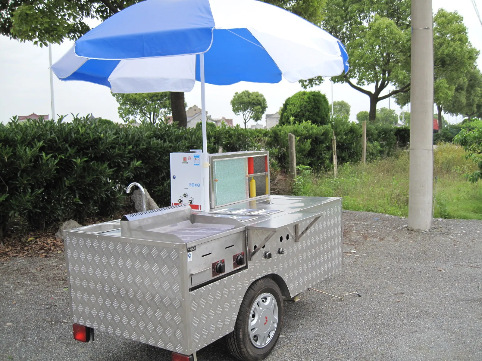 hot dog cart with flat top grill