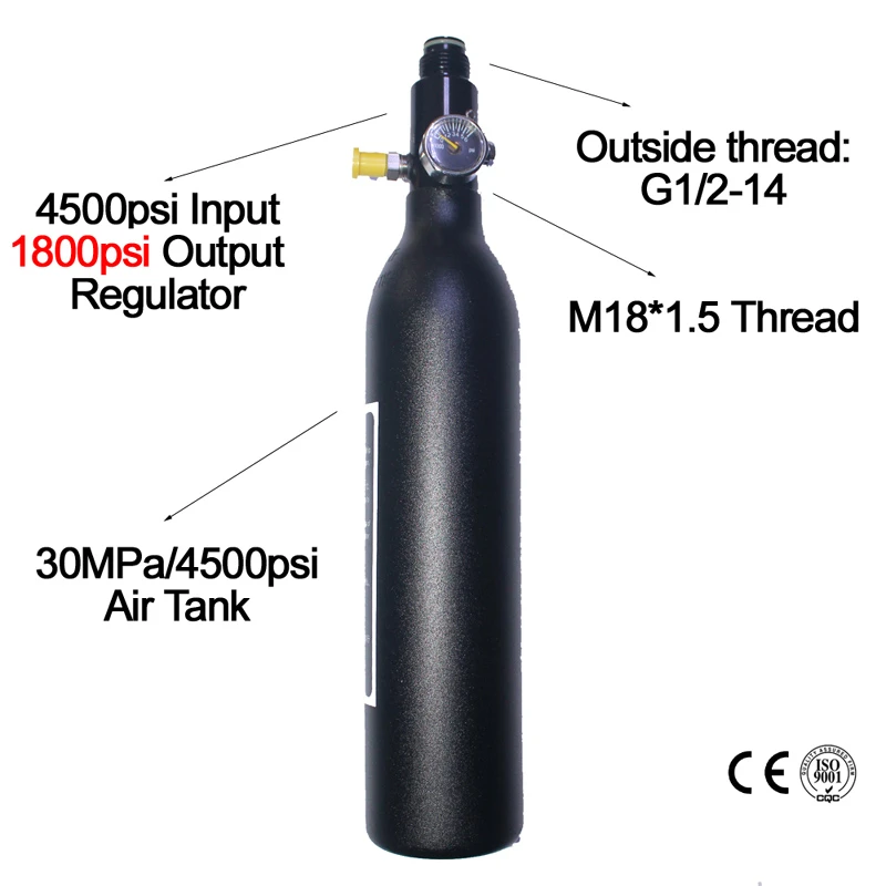 0.45L 30MPA 4500psi Air Tank High Compressed Gas Cylinder Bottle Paintball PCP 