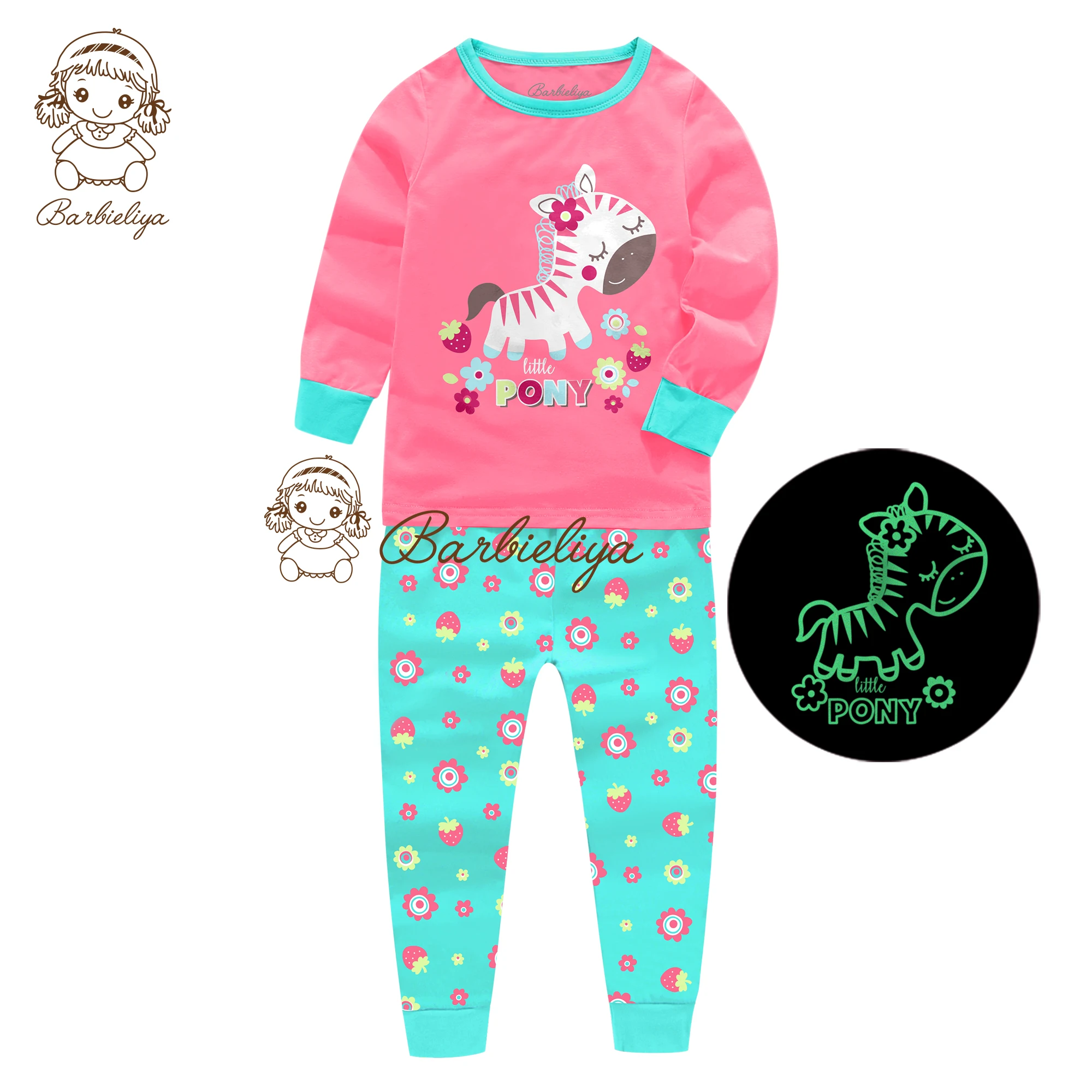 

v-wholesale unicorn pajamas barbieliya unicorn girls pyjamas wholesale animal pijamas kids nightgown glow in the dark pyjamas