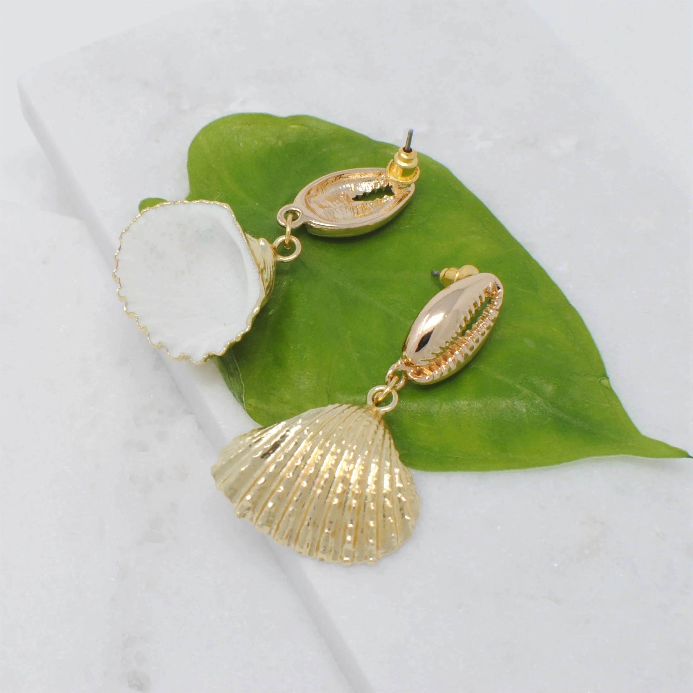 

LOZRUNVE 925 Silver Shell Shaped Natural Sea Shell Earring Gold, N/a