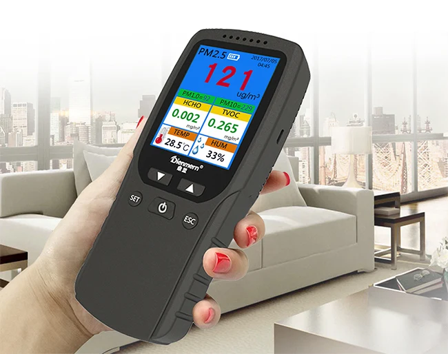 Air Quality Tester Portable Handheld Pm2.5 Pm1.0 Pm10 Hcho Tvoc Indoor ...