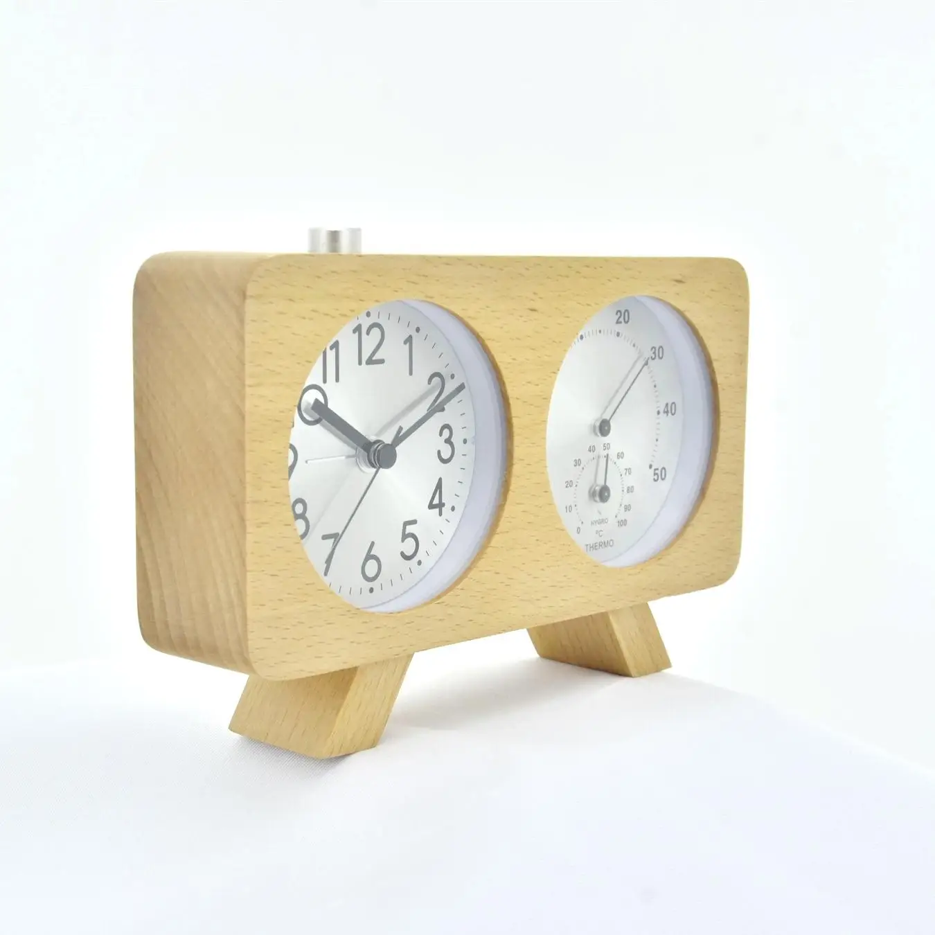 Arcshaped Quartz Alarm Vintage Wood Table Clock With Night Light Buy