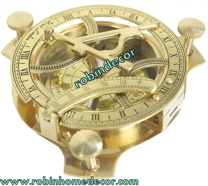 Nautical Brass Sundial Compass Hand-Made West London Marine Working Compass