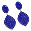 Two Gemstone Cool Combination Dazzling Style Blue Chalcedony and Carlin Earring Stud