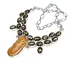 Biggest india Manufacturer Handmade Jewelry 16 To 18 Inch yellow solar druzy and smoky topaz 925 silver plated necklace