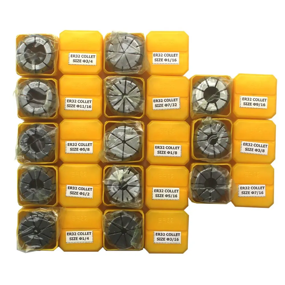 KIPA 13Pcs ER32 Spring Collet Set 1/16" 1/8" 3/16" 7/32" 1/4" 5/16" 3/8" 7/16" 1/2" 9/16" 5/8" 11/16" 3/4" CNC Super Precision for CNC milling Lathe Tool & Workholding Engraving machines