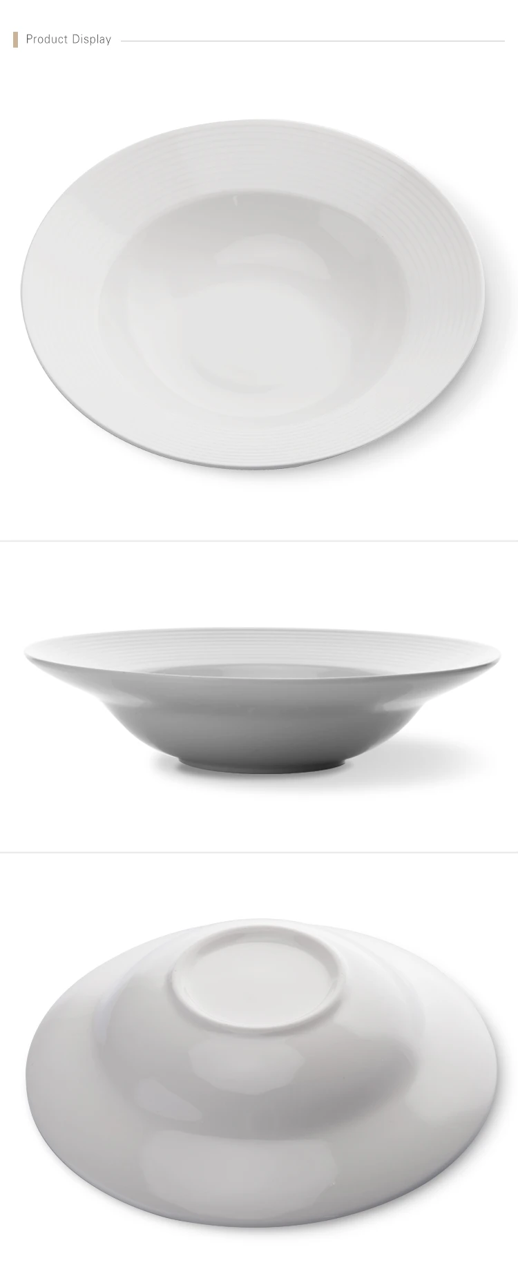 Five Star Hotel Restaurant Porcelain Deep Salad Bowl, Porcelain Tableware Bulk Supply Porcelain Restaurant Deep Plate