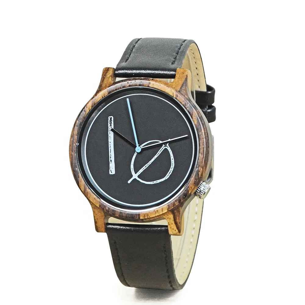

Personalized relojes de madera Japan quartz leather strap men minimalist wooden wrist watches