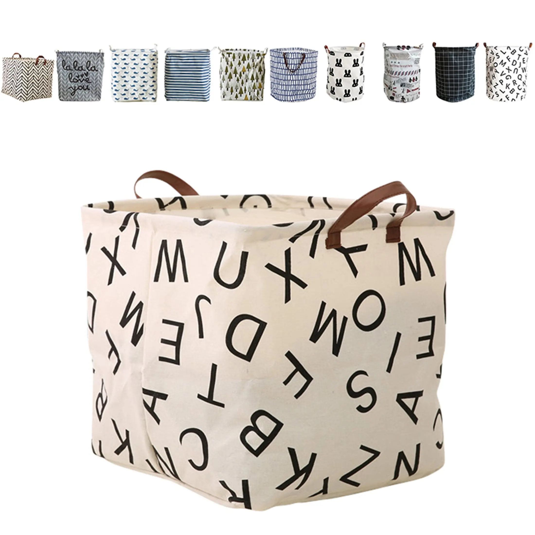 Fieans Nursery Laundry Storage Basket Large Collapsible Fabric Hamper Kids Toys Storage Bins Animals Alphabet
