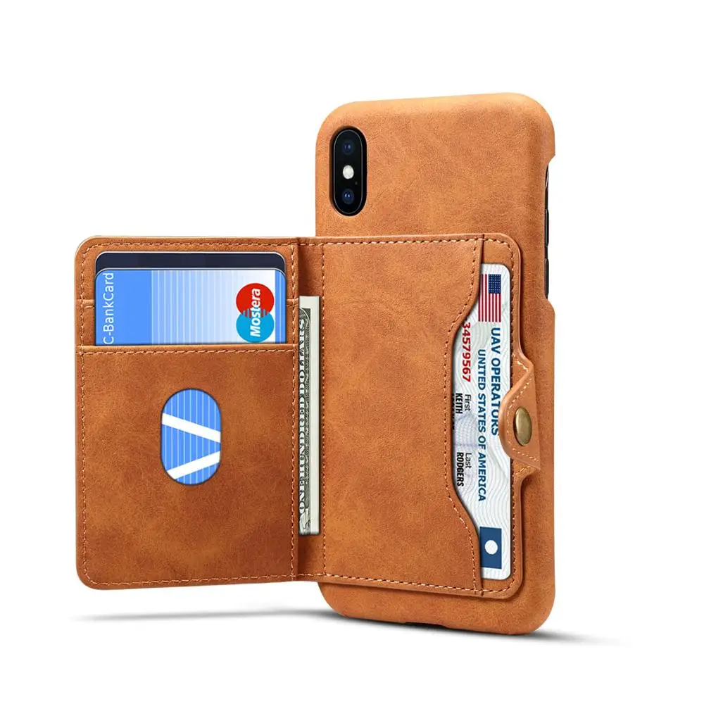 

2019 For iphone pu leather back flip cover buckle multi-card holder phone case, 5 colors