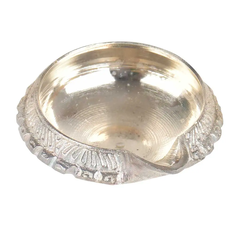 Handmade Indian Brass Silver Deep Diya Bronze Oil Lamps 1 X 2 Inches