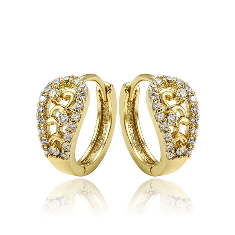 

28118 xuping new latest gold earring designs, women huggies jewellery in guangzhou, 2 gram gold beautiful designed earrings