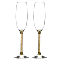 

Wholesale Gift Set Golden Glass Stemware Custom Drinking Champagne Flutes