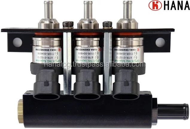 
HANA GAS fuel CNG/LPG rail type injector (3 cyl & 4 cyl)H2003(Keihin Type connector) 
