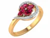 This Ring Set Is So Elegant $ Classic 14k Yellow Gold Natural Round Certified Diamond Natural Ruby stone Ring For Party Wear