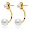 Silver Gold Color Hook Earrings Double Pearl Earrings For Women