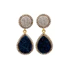 Titanium Blue & Silver Druzy Earring 925 Sterling Silver