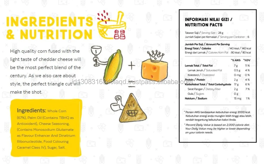 
Triangle Light Cheddar Cheese Corn Chips from Happy Tos Indonesia 