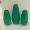 Three size of emeral color spun bamboo vases