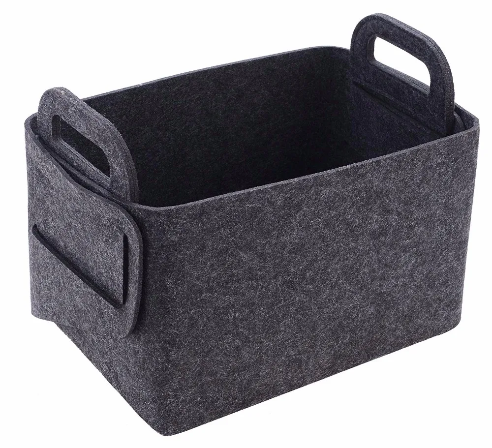 Custom Foldable Large Wool Felt Storage Basket Firewood Felt Laundry ...