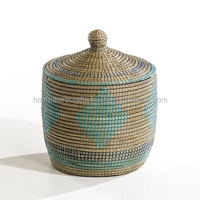For Sale Seagrass Basket With Lid/ Round Tall Seagrass Laundry Basket