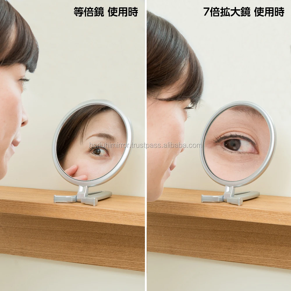 
Hot sale long handle customized logo plastic double sides makeup hand mirror 