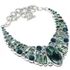 Seraphinite, Biwa Pearl, Druzy, Aquamarine Gemstone .925 Silver Necklace